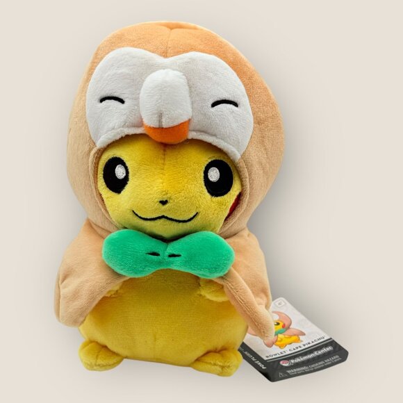 Pokemon Center Rowlet Cape Pikachu Plush Toy Collectible 2017 Stuffed Animal